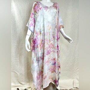 Lily Bloom Ice Dyed Caftan Pink Peach Blue Yellow